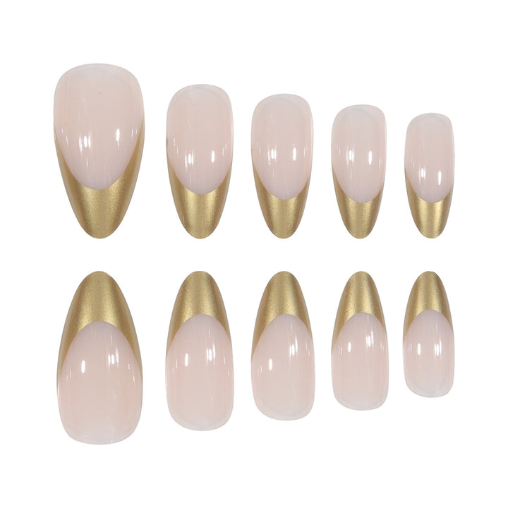 Elegant Metallic Tip Stiletto Press-On Nails Bowlift