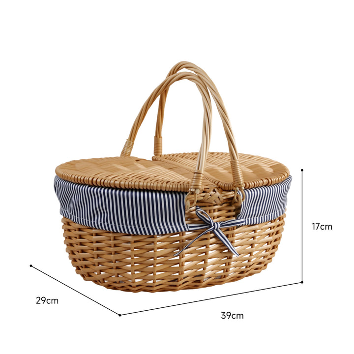 Women braided picnic basket with romantic gingham lining Bowlift