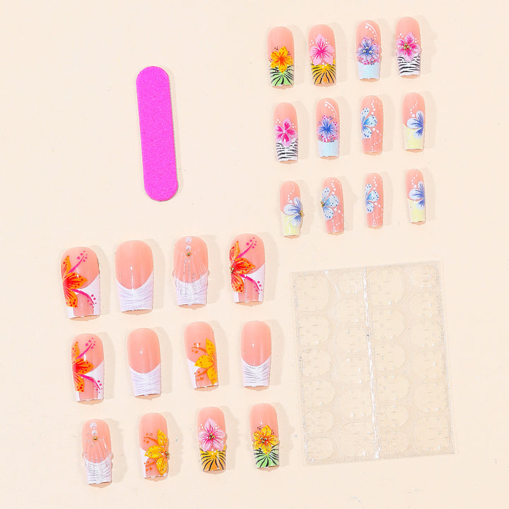 Tropical Floral Acrylic Nail Art Extensions Bowlift