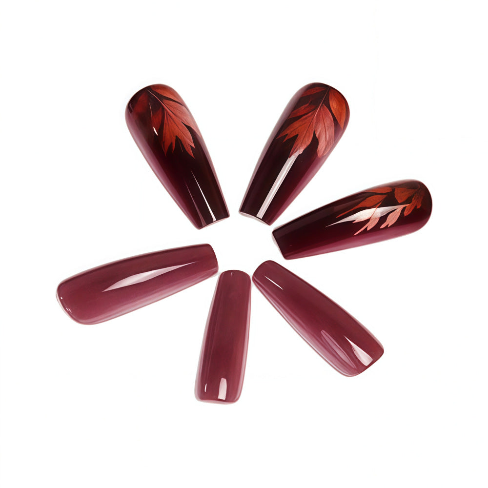 Premium Artificial Nails with Botanical Motif Bowlift