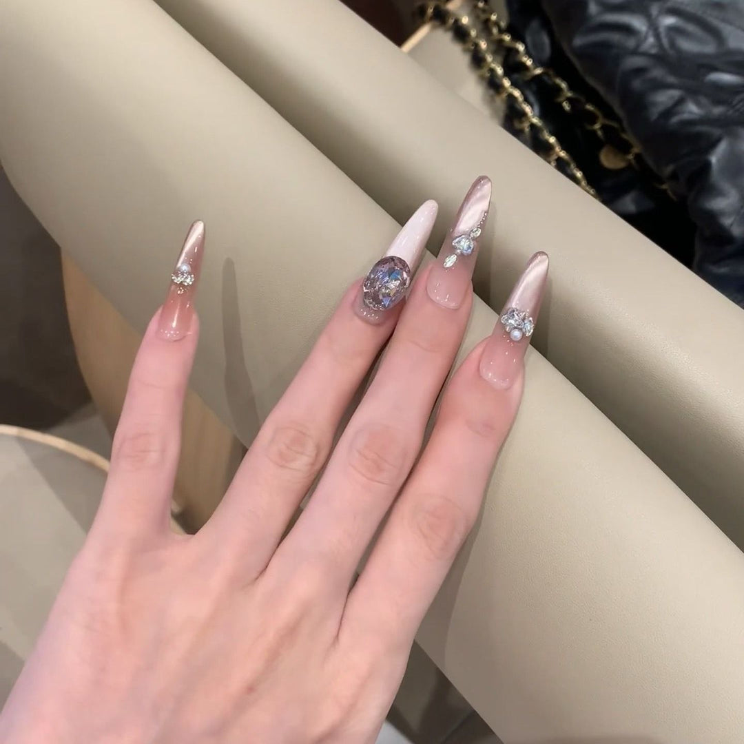 Crystal-Embellished Luxury Press-On Nails Bowlift
