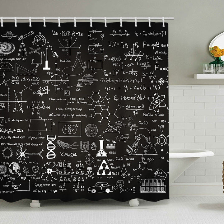 Shower Curtain with Scientific Equation Design Bowlift