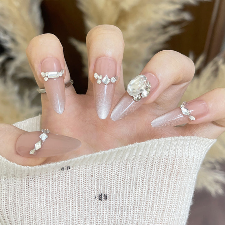 Premium Artistic Long Stiletto Nail Tips with Intricate Embellishments Bowlift
