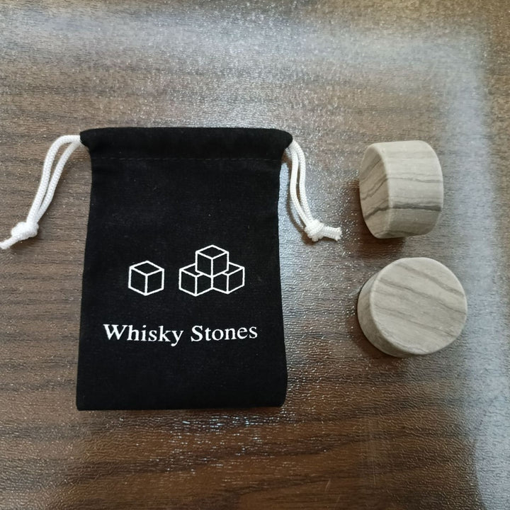 Reusable Whiskey Chilling Stone Cubes with Velvet Drawstring Pouch Bowlift