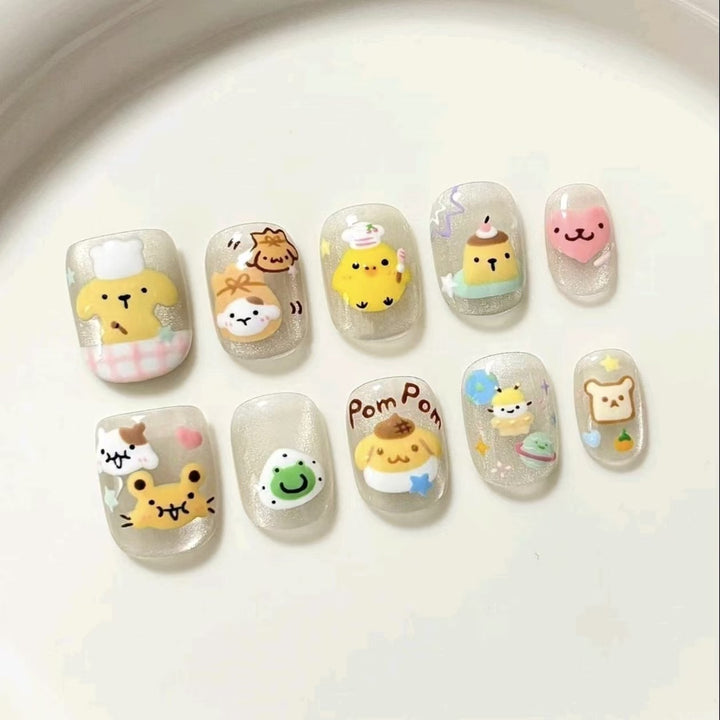 Whimsical Character Press-On Nail Art Set Bowlift