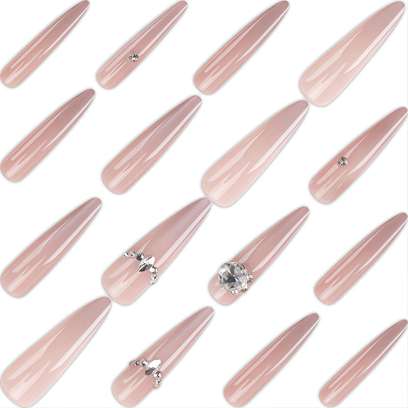 Glamorous Rhinestone-Embellished Stiletto Press-On Nails Bowlift