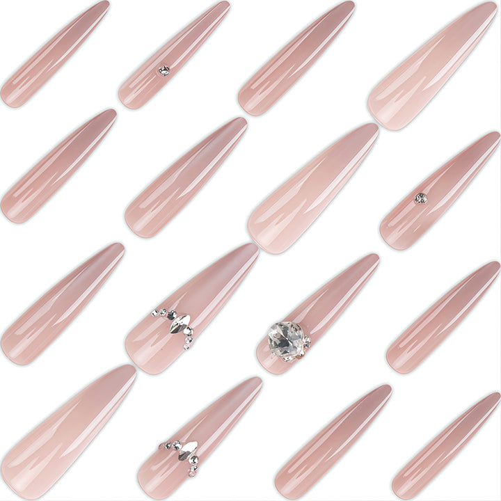 Glamorous Rhinestone-Embellished Stiletto Press-On Nails Bowlift