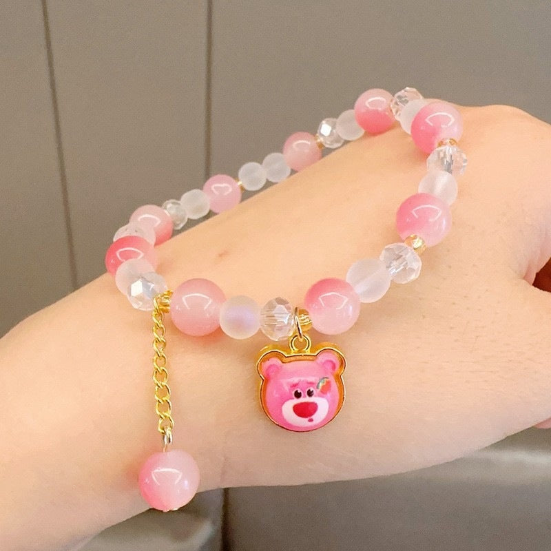Playful bracelet with colorful glass beads and pendant Bowlift