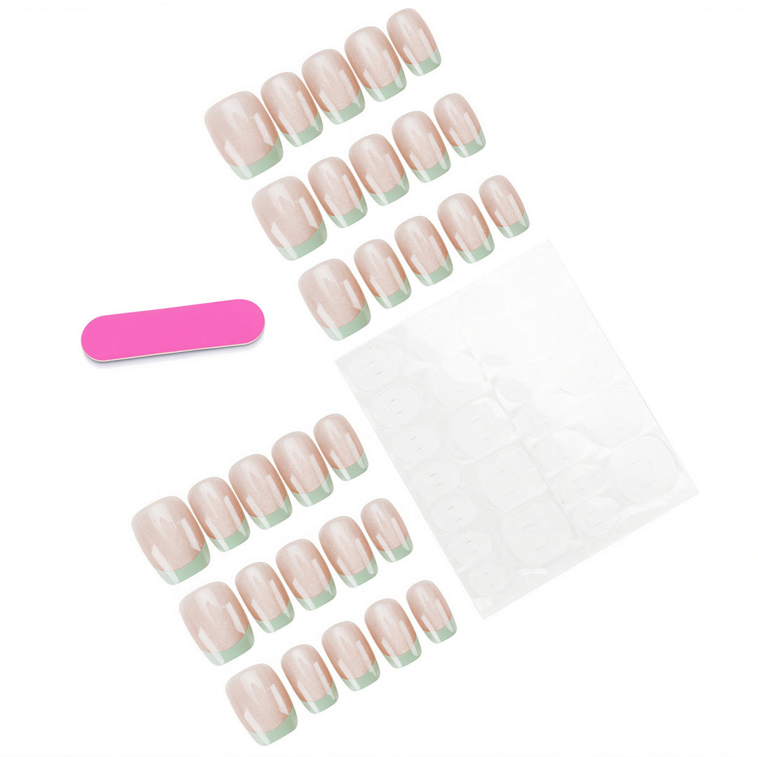 Premium French Tip Press-On Nails with Glossy Finish Bowlift