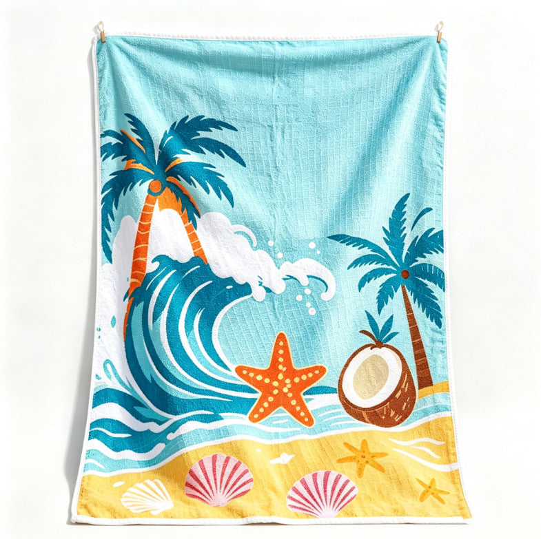 Beach blanket with tropical motif and high-quality waffle structure Bowlift