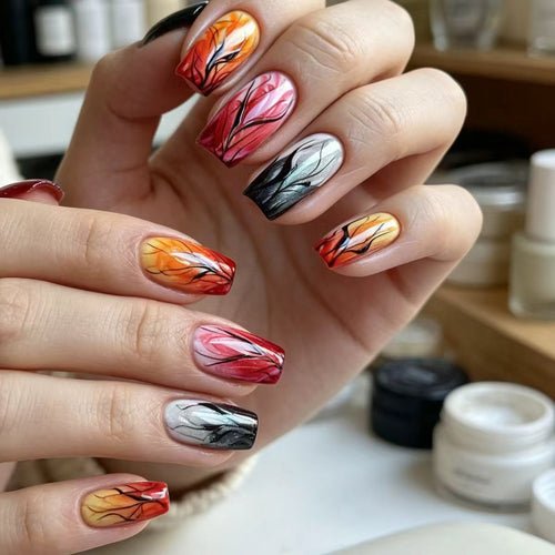 Artificial nails with autumn leaf design Bowlift
