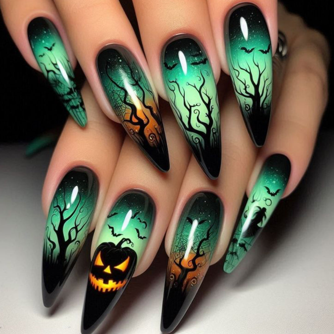 Halloween-Inspired 3D Stiletto Nail Art Extensions Bowlift