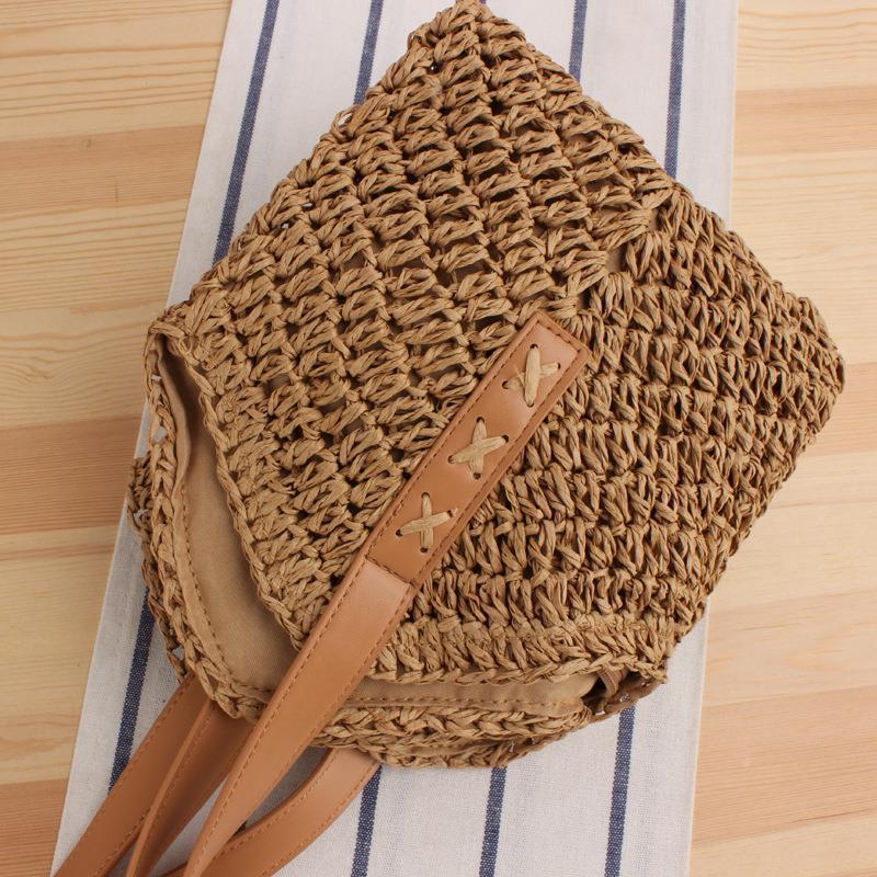 Large straw bag with leather accents Bowlift
