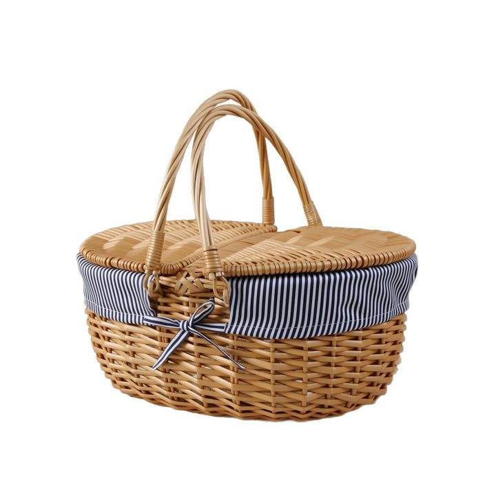 Women braided picnic basket with romantic gingham lining Bowlift