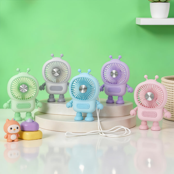 Ladies Portable Robot Fan with USB Charging Function and Flexible Design Bowlift