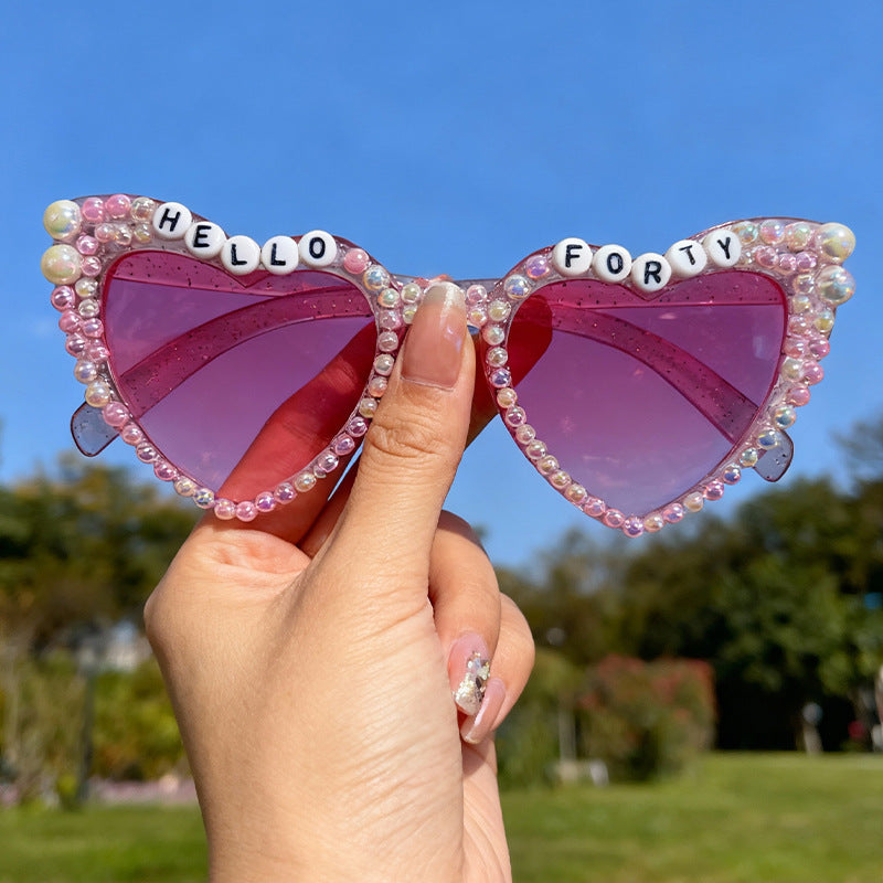 Pearl-Embellished Cat-Eye Sunglasses Bowlift