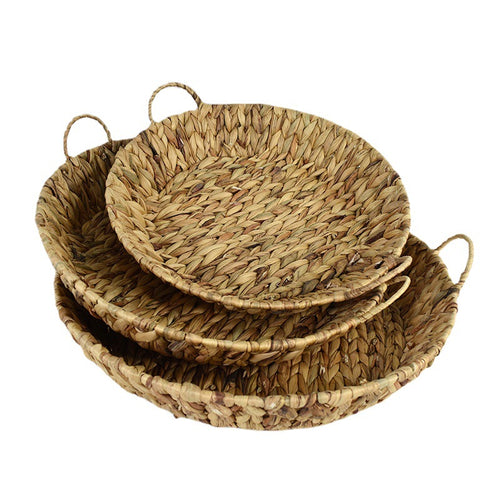 Handwoven Natural Serving Tray Set Bowlift