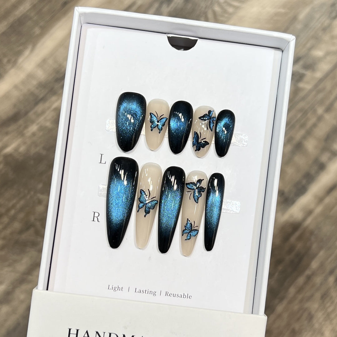 Artistic Butterfly-Accent Press-On Nail Set Bowlift
