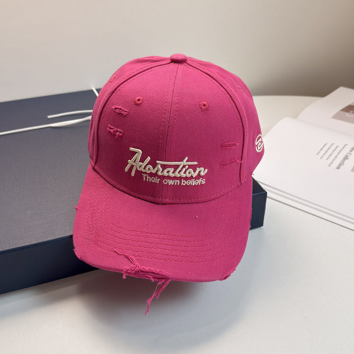 Women's Distressed Embroidered Baseball Cap Bowlift