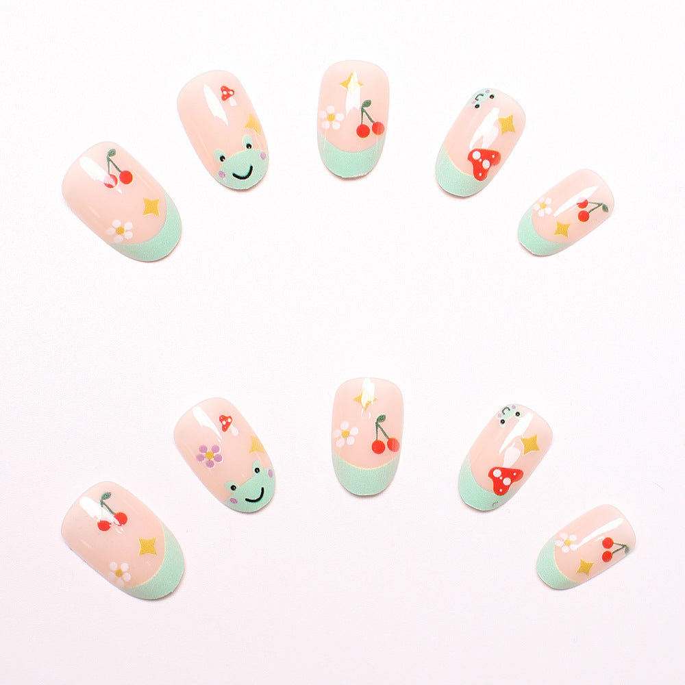 Artificial nail set with cheerful 3D designs and blooming accents Bowlift