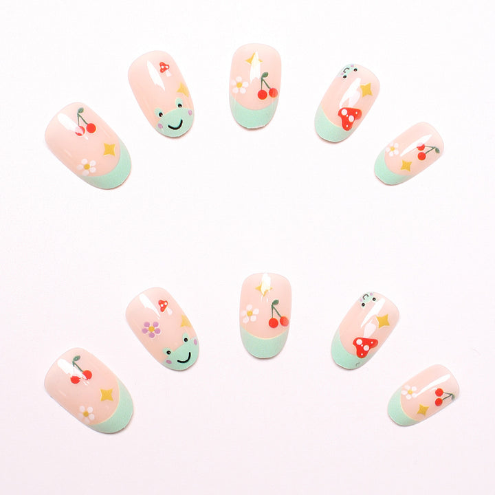 Artificial nail set with cheerful 3D designs and blooming accents Bowlift