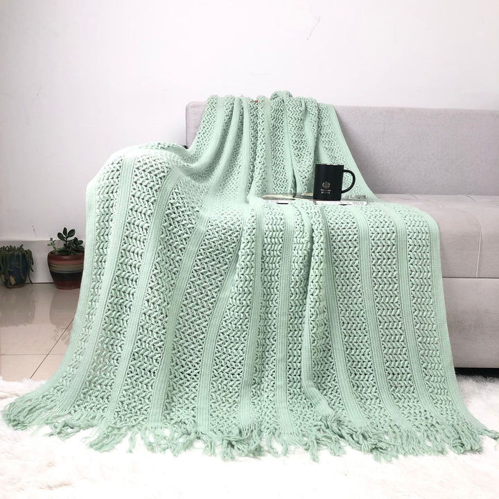 Handcrafted Textured Knit Throw Blanket Bowlift
