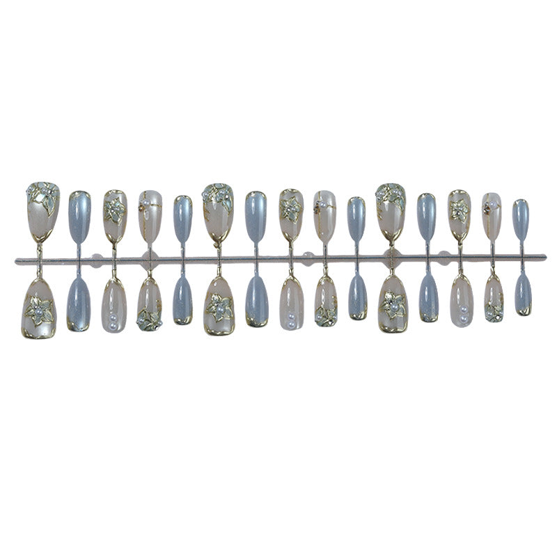 Elegant Floral Embellished Press-On Nail Set Bowlift