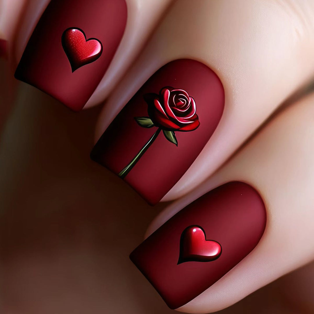 Romantic Floral and Heart Nail Art Bowlift