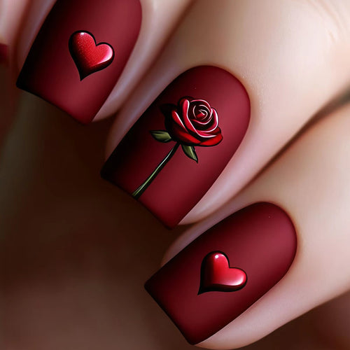Romantic Floral and Heart Nail Art Bowlift