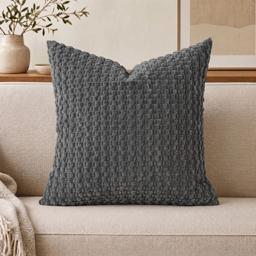 Plush Textured Throw Pillow Cover Bowlift