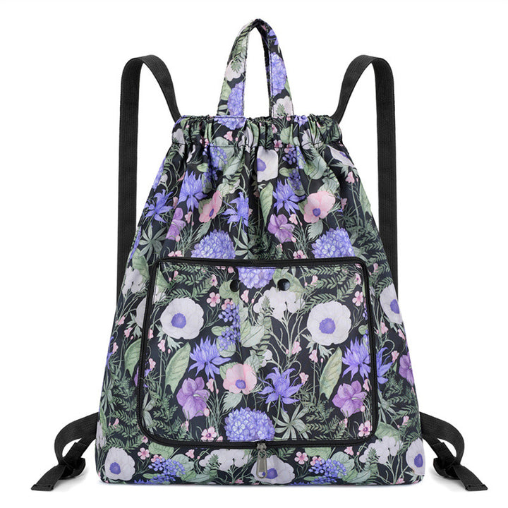 Lightweight Floral Drawstring Backpack Bowlift