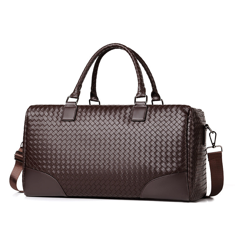 Premium Woven Leather Travel Duffel Bag Bowlift