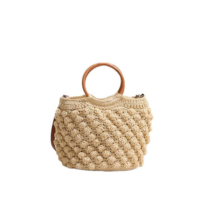 Handcrafted macrame bag with wooden handles Bowlift