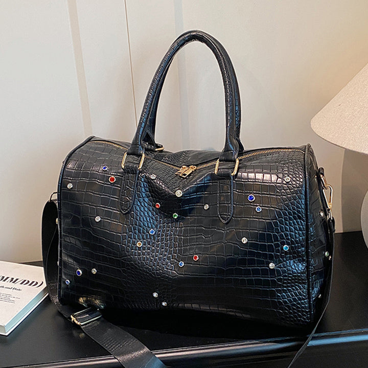 Elegant Handbag with Luxurious Crocodile Pattern and Colorful Applications Bowlift