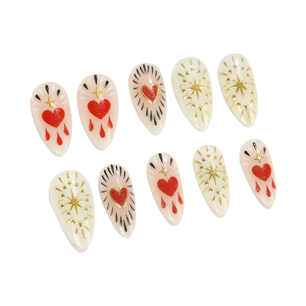 Nail art with glitter and heart decoration Bowlift