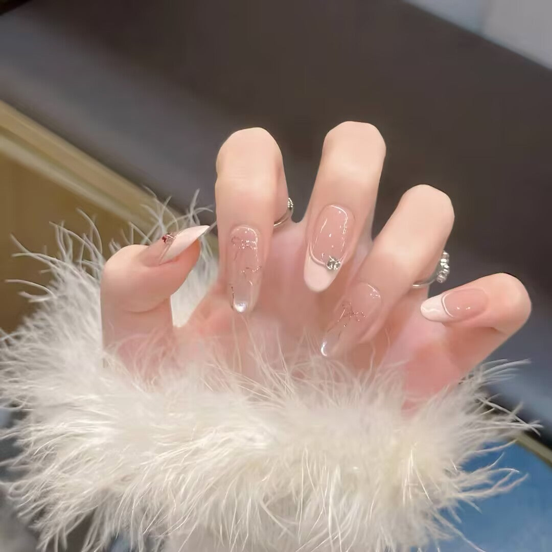 Elegant French Tip Press-On Nail Art Bowlift 1787316010