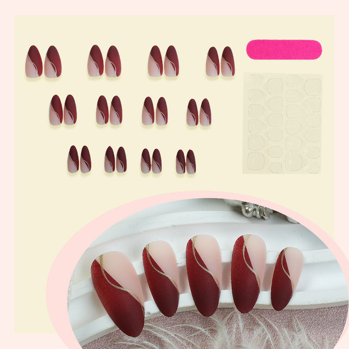 Stylish Press-On Nail Set with Elegant Curved Design Bowlift