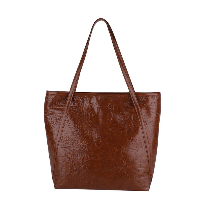 Crocodile-Embossed Leather Tote Bag Bowlift
