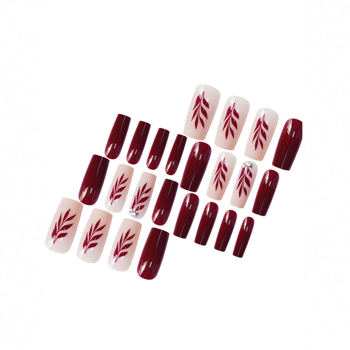 Elegant Leaf-Design Acrylic Nail Art Bowlift