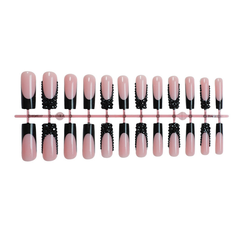 Elegant Nail Art Press-On Kit with Decorative Gem Accents Bowlift