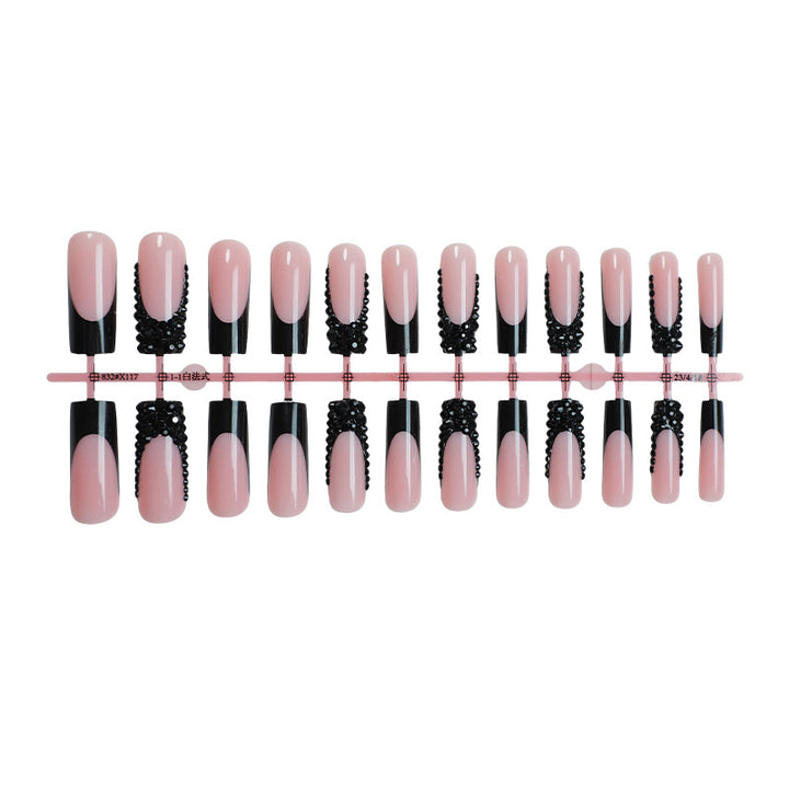 Elegant Nail Art Press-On Kit with Decorative Gem Accents Bowlift