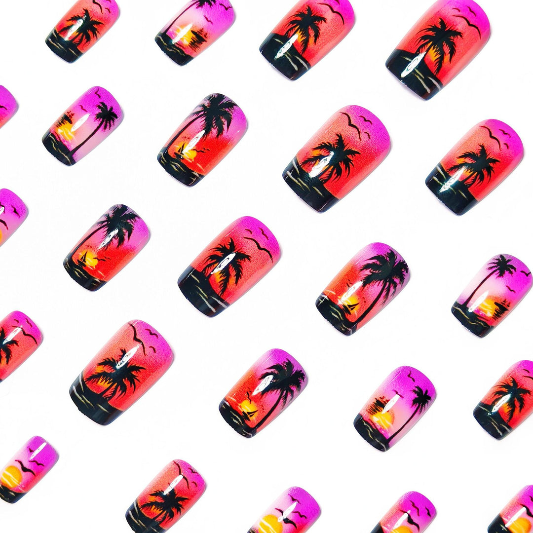 Artistic Sunset Beach Nail Art Bowlift