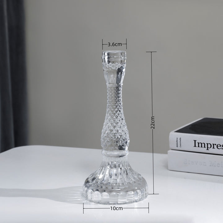 Tall Pressed Glass Decorative Candlestick Holder Bowlift