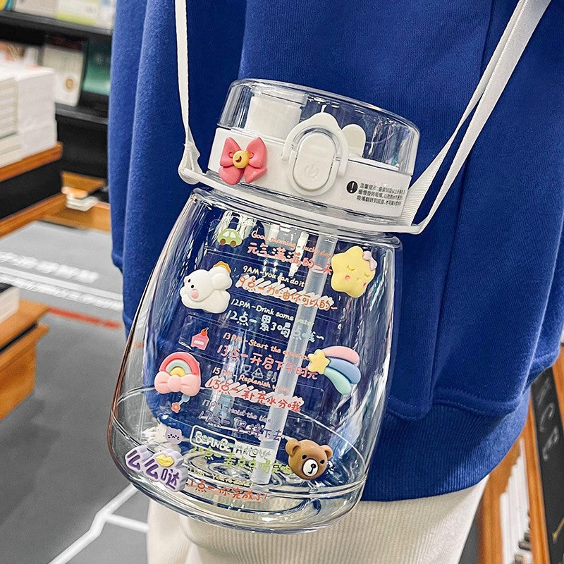 Ladies multifunctional hygiene drinking bottle with carrying strap Bowlift