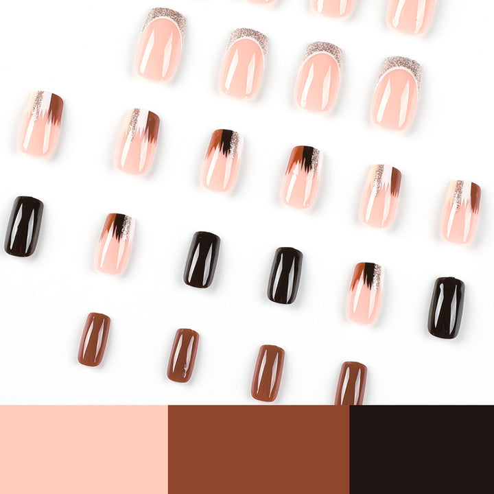 Elegant Artificial Nail Extensions with Ombre and Glitter Details Bowlift