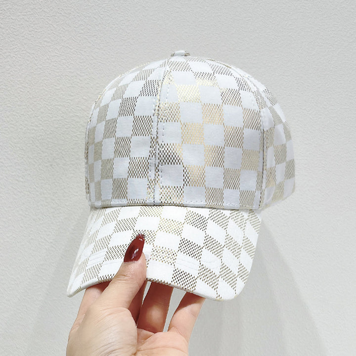 Women's Mesh Checkered Baseball Cap Bowlift