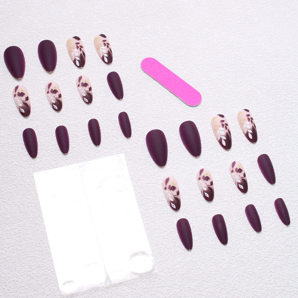 Elegant Floral Press-On Nail Set Bowlift