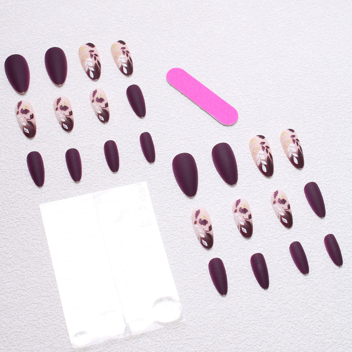Elegant Floral Press-On Nail Set Bowlift