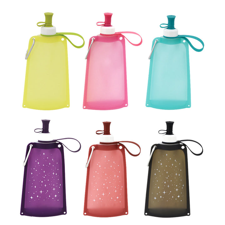 Collapsible Silicone Travel Water Bottle with Carabiner Bite Valve Bowlift