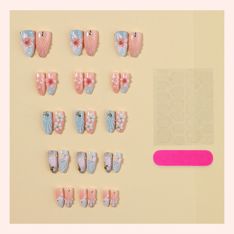 Artistic Ocean-Themed Press-On Nail Set Bowlift